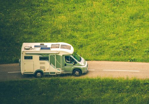 A camper van with solar panels