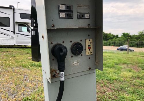 A campground power hookup