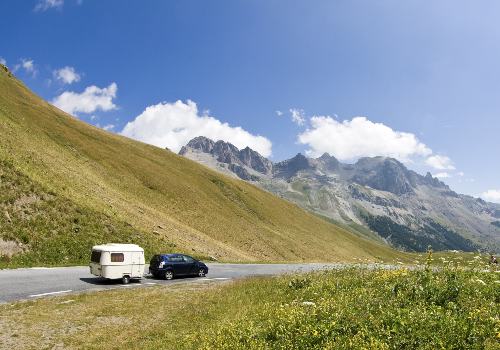 A driver is waiting for the RV roadside assistance