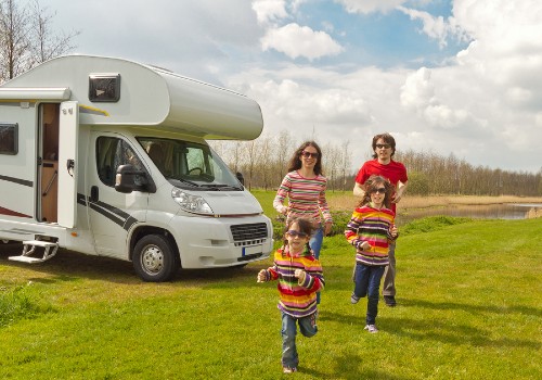 A family in a full-time camping