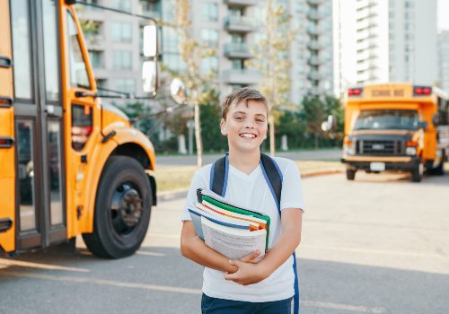A kid is going to a public school