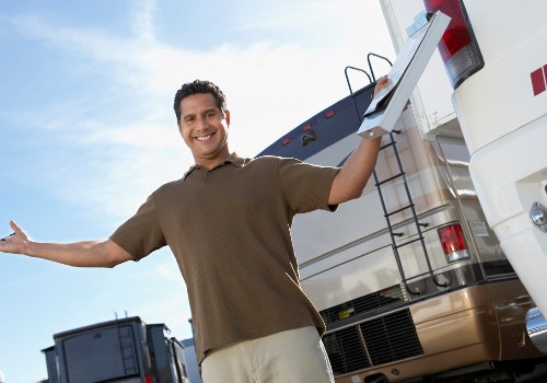 A man selling RVs in an RV show