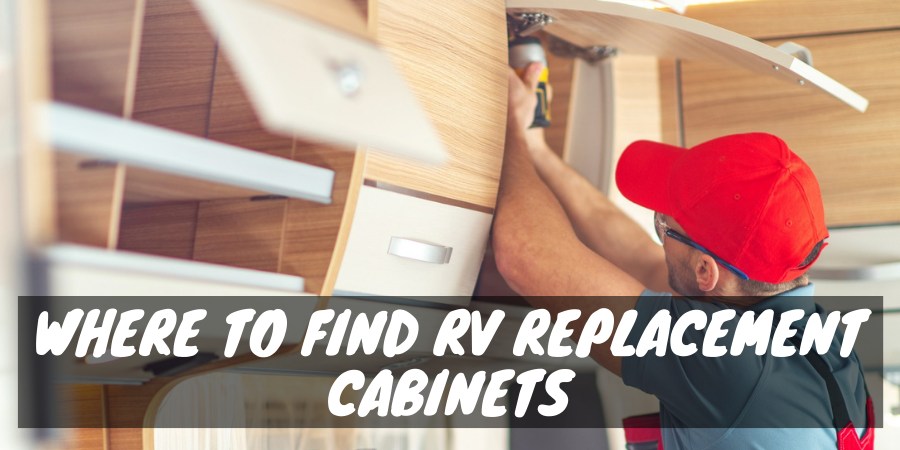 Man working on the RV cabinet replacement