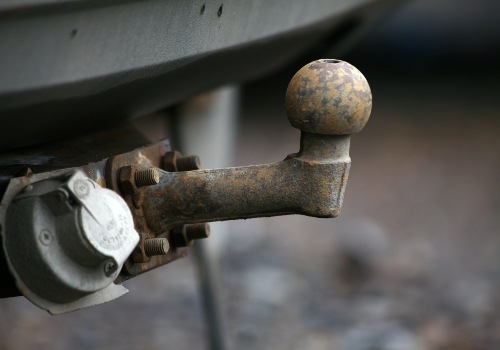 A rust formation on a trailer hitch ball