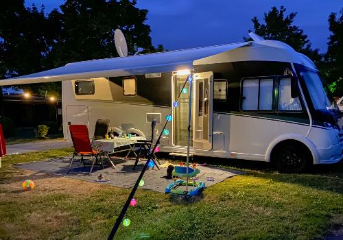 An RV side awning