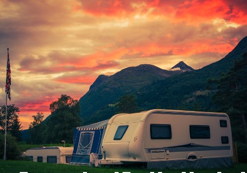 A scenic camping sunset