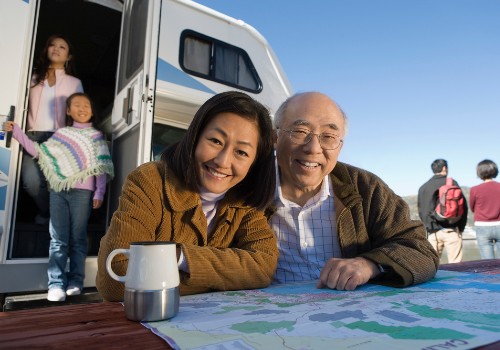 A senior couple enjoying RV living