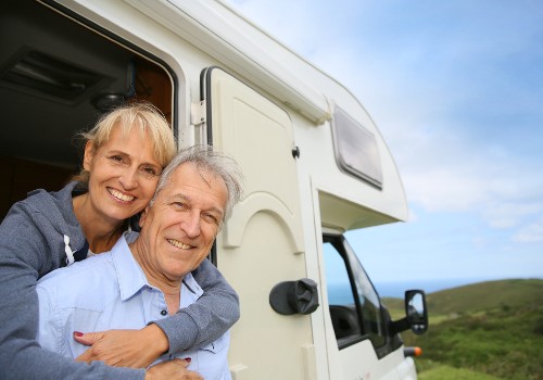 A senior couple in the camper