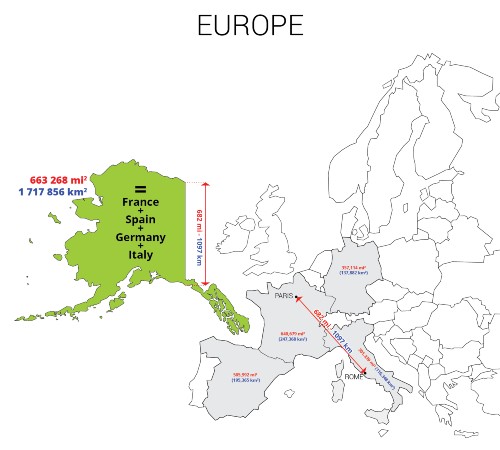 The size of Alaska compared Europe