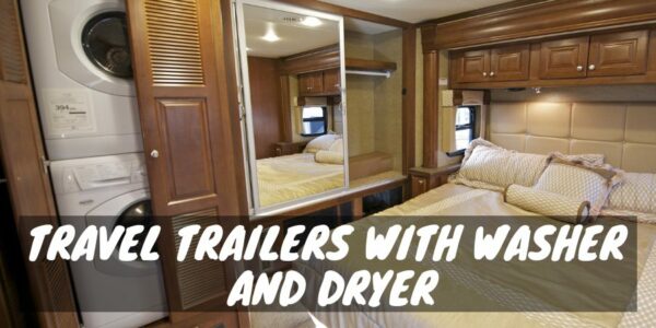 A travel trailer with washer and dryer