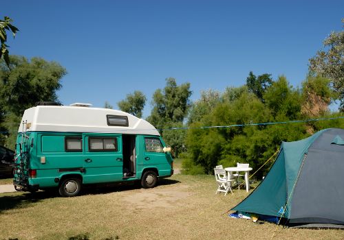 A used van parked on the campsite